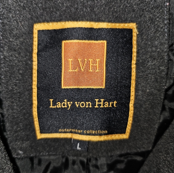 Lady Von Hart Grey Pea Coat, Size L - Picture 3 of 3